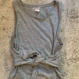 Club Monaco Sofye Self Tie Grey Crop Top